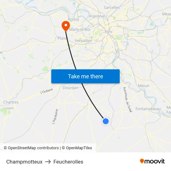 Champmotteux to Feucherolles map