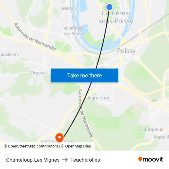 Chanteloup-Les-Vignes to Feucherolles map