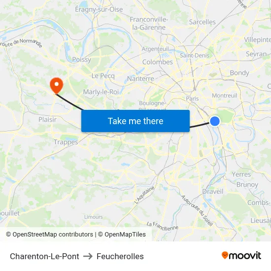 Charenton-Le-Pont to Feucherolles map