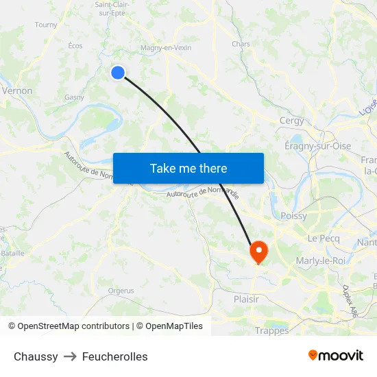 Chaussy to Feucherolles map