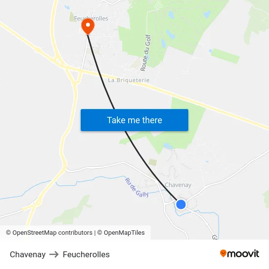Chavenay to Feucherolles map