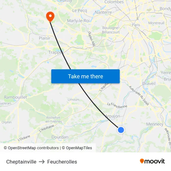 Cheptainville to Feucherolles map