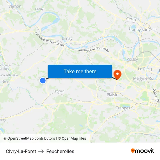 Civry-La-Foret to Feucherolles map