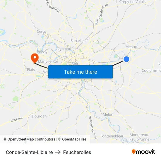 Conde-Sainte-Libiaire to Feucherolles map