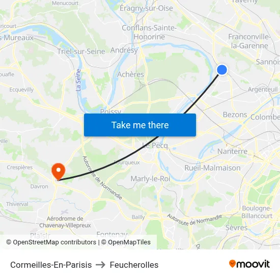 Cormeilles-En-Parisis to Feucherolles map