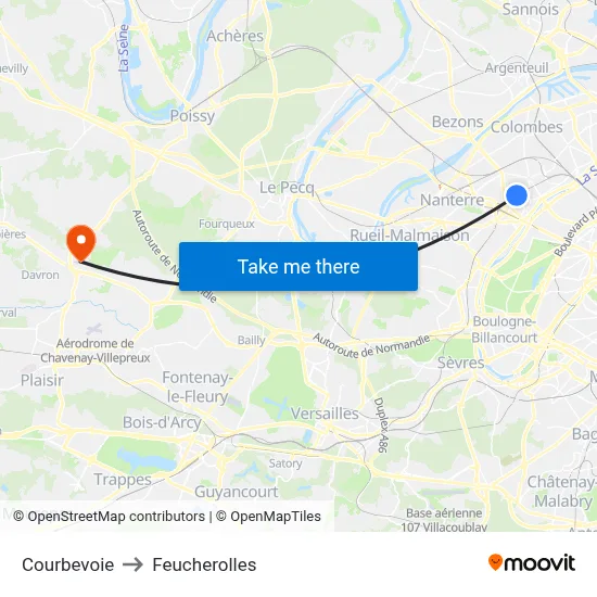 Courbevoie to Feucherolles map