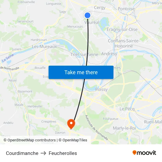 Courdimanche to Feucherolles map
