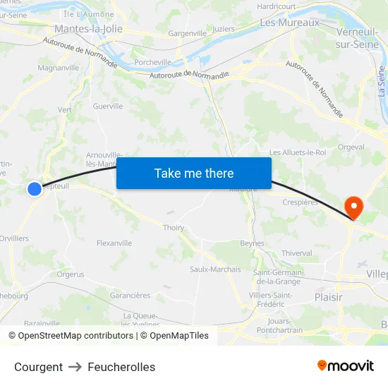 Courgent to Feucherolles map