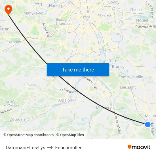 Dammarie-Les-Lys to Feucherolles map