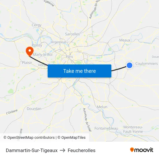 Dammartin-Sur-Tigeaux to Feucherolles map