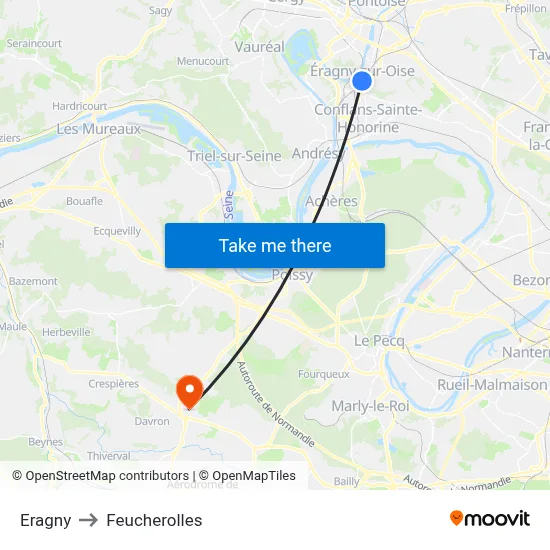 Eragny to Feucherolles map