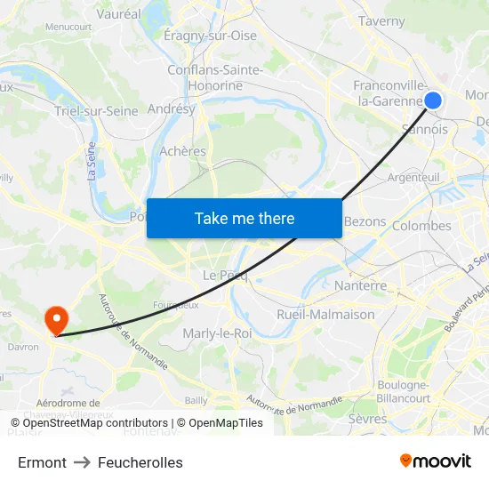 Ermont to Feucherolles map