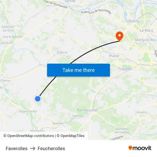 Faverolles to Feucherolles map