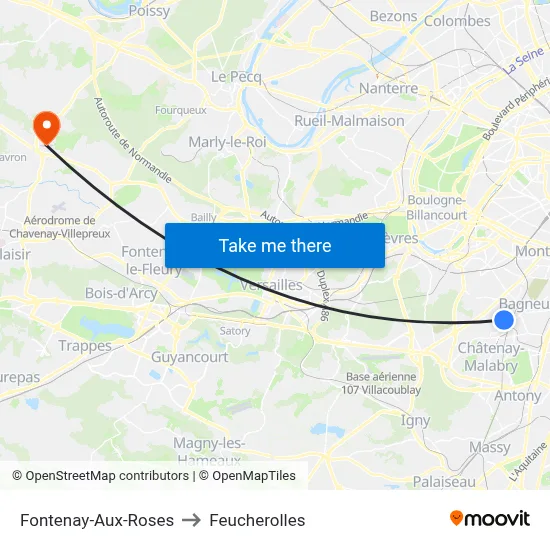 Fontenay-Aux-Roses to Feucherolles map