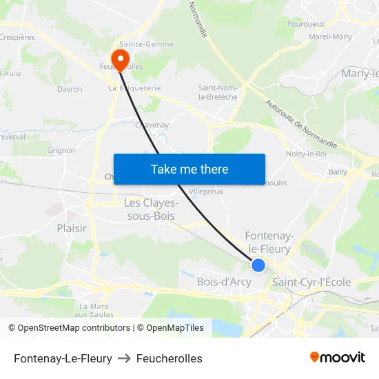 Fontenay-Le-Fleury to Feucherolles map