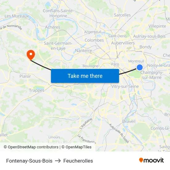 Fontenay-Sous-Bois to Feucherolles map