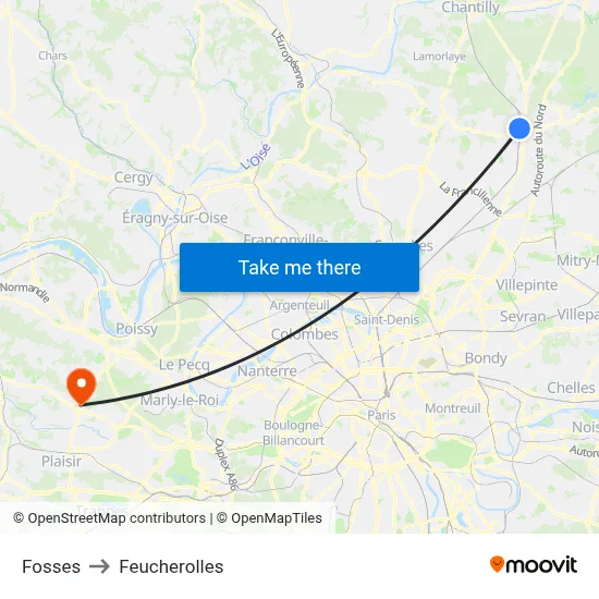 Fosses to Feucherolles map