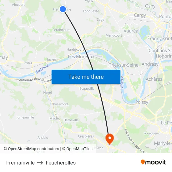 Fremainville to Feucherolles map