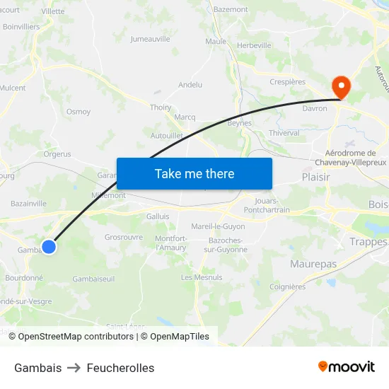 Gambais to Feucherolles map
