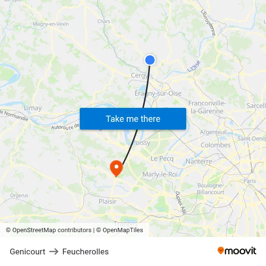 Genicourt to Feucherolles map