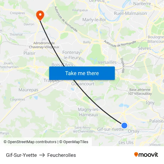 Gif-Sur-Yvette to Feucherolles map