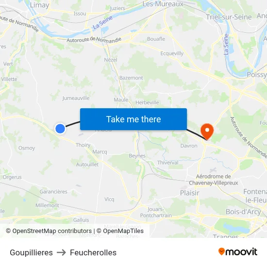 Goupillieres to Feucherolles map