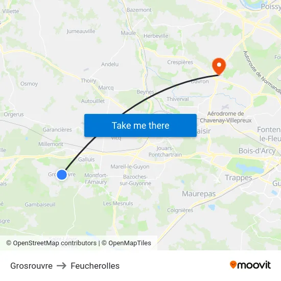 Grosrouvre to Feucherolles map