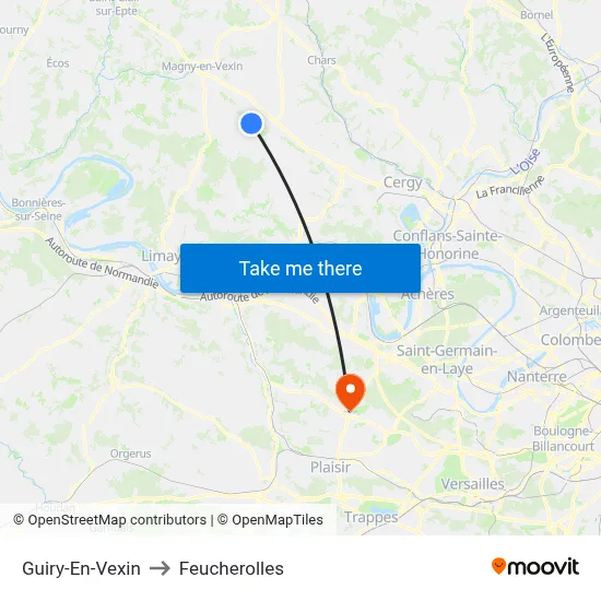 Guiry-En-Vexin to Feucherolles map