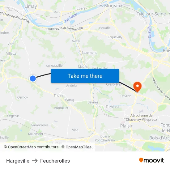 Hargeville to Feucherolles map