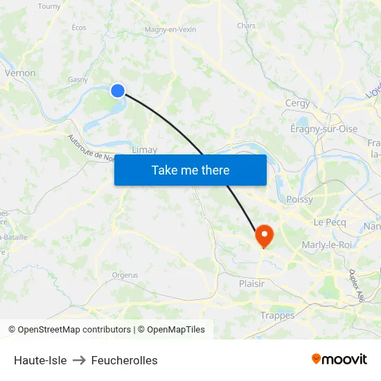 Haute-Isle to Feucherolles map