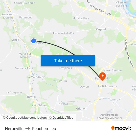 Herbeville to Feucherolles map