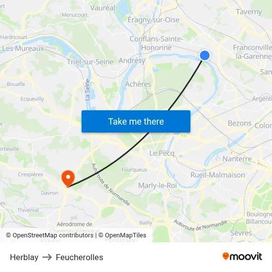 Herblay to Feucherolles map