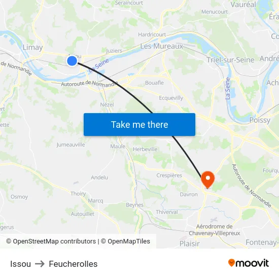 Issou to Feucherolles map