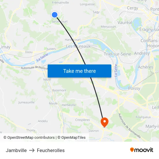 Jambville to Feucherolles map