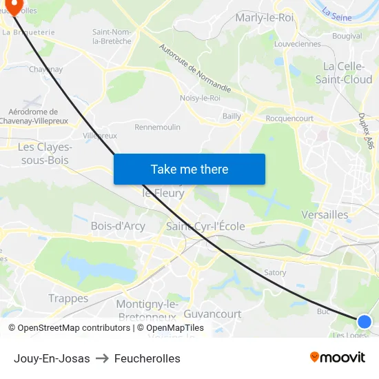Jouy-En-Josas to Feucherolles map