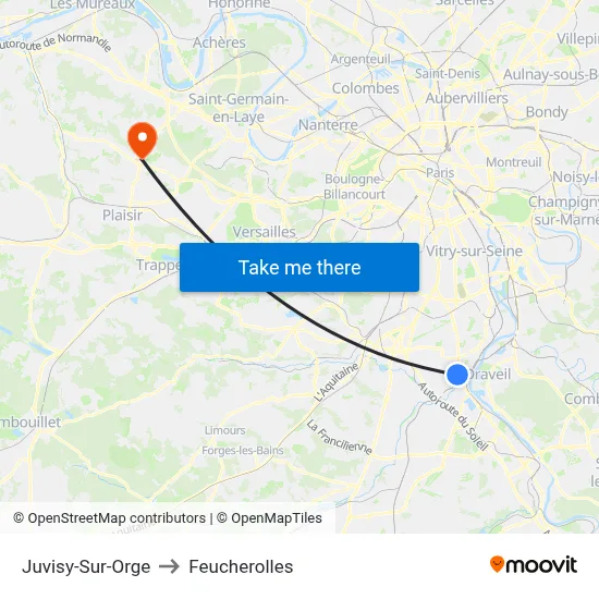 Juvisy-Sur-Orge to Feucherolles map