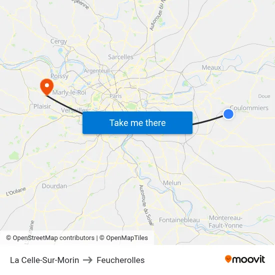 La Celle-Sur-Morin to Feucherolles map
