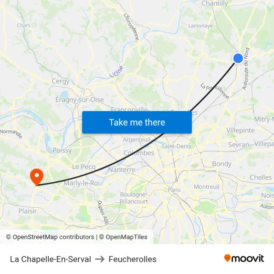 La Chapelle-En-Serval to Feucherolles map