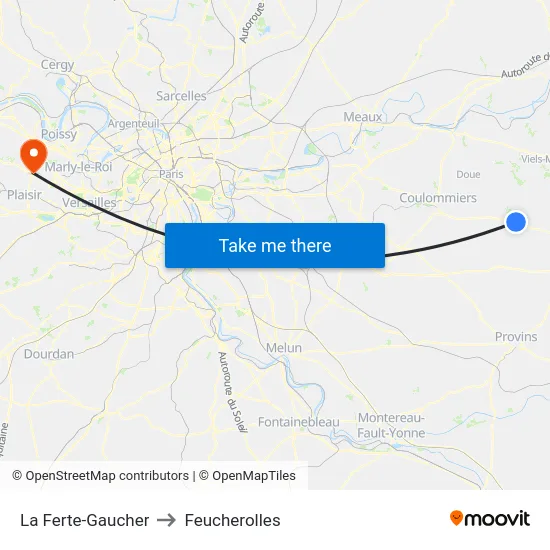 La Ferte-Gaucher to Feucherolles map
