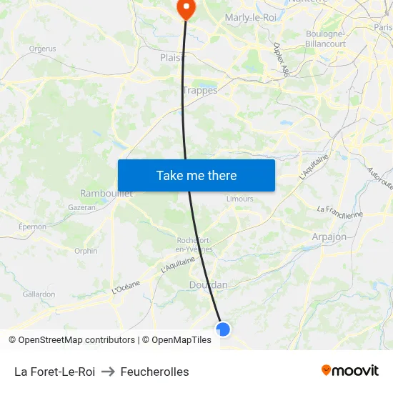 La Foret-Le-Roi to Feucherolles map