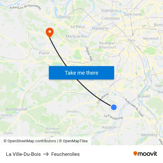 La Ville-Du-Bois to Feucherolles map