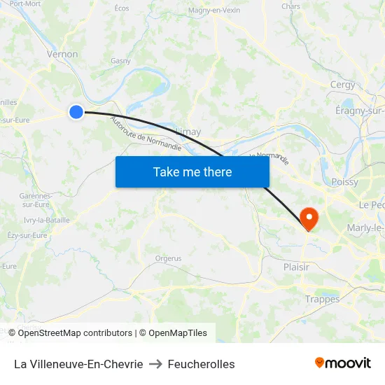 La Villeneuve-En-Chevrie to Feucherolles map