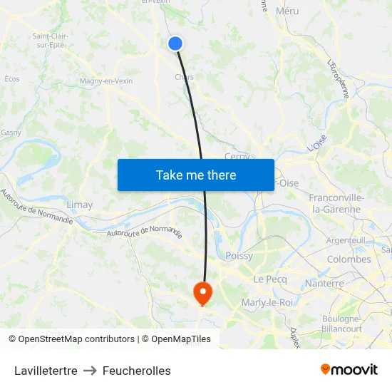 Lavilletertre to Feucherolles map