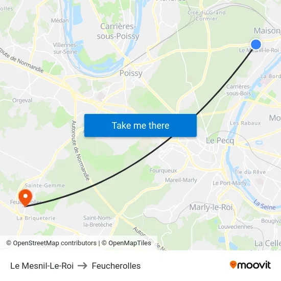 Le Mesnil-Le-Roi to Feucherolles map