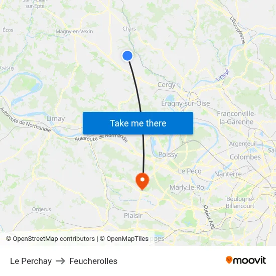 Le Perchay to Feucherolles map