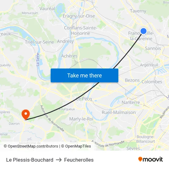 Le Plessis-Bouchard to Feucherolles map