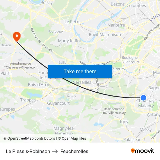 Le Plessis-Robinson to Feucherolles map
