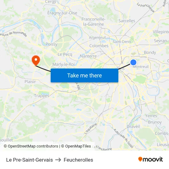 Le Pre-Saint-Gervais to Feucherolles map