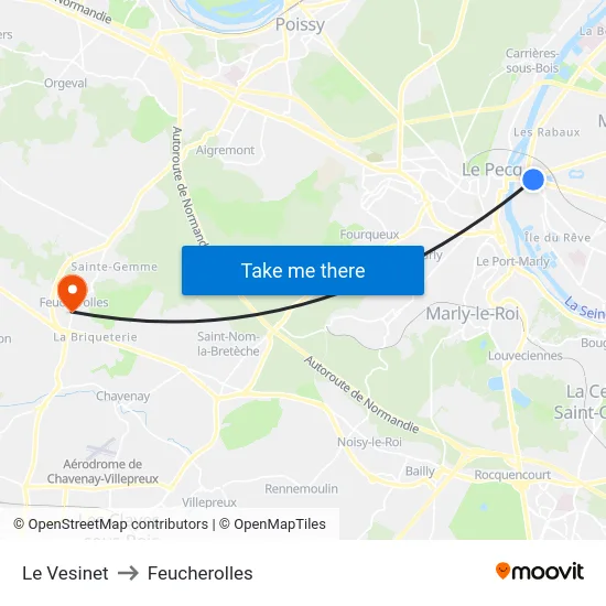 Le Vesinet to Feucherolles map