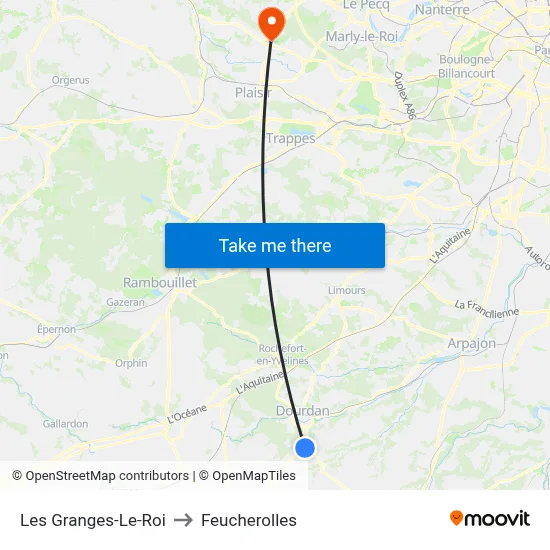 Les Granges-Le-Roi to Feucherolles map